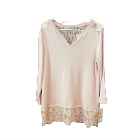 Democracy Sweaters - Democracy, sweater, tunic, mauve with lace